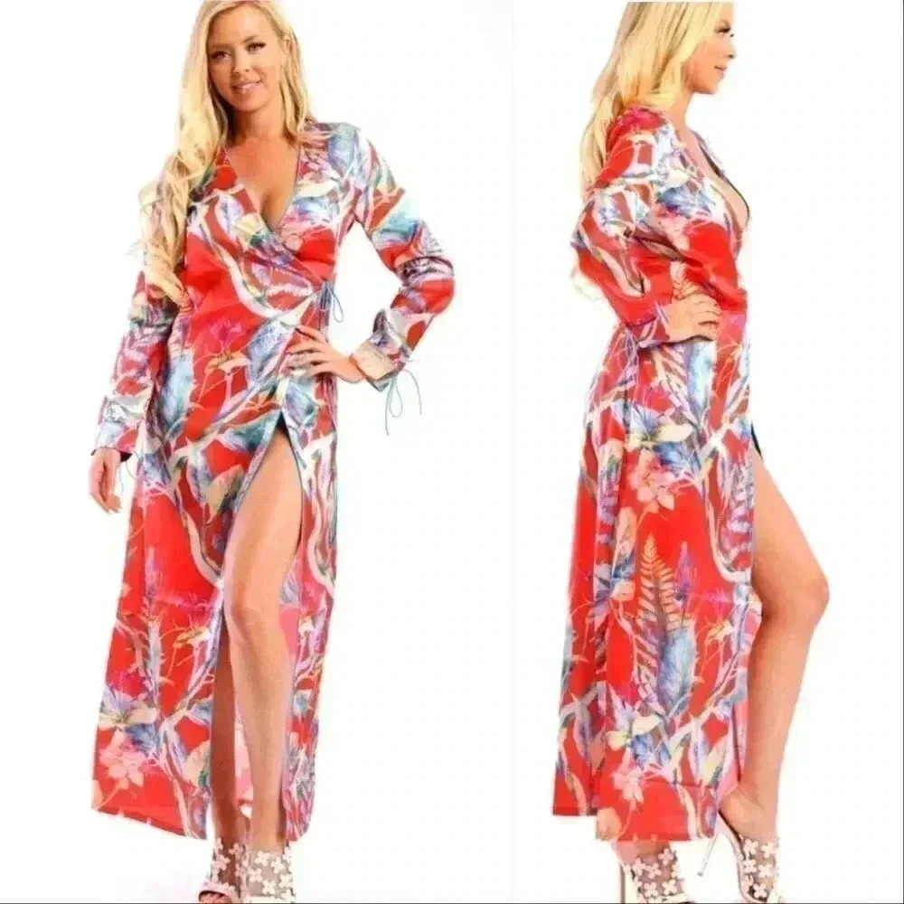 RED FLORAL KIMONO